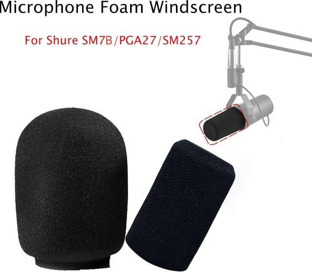 MovingMic 2er-Set Windschutzscheiben für Shure SM7B, Mikrofon-Schaumstoff-Abdeckung zur Geräuschreduzierung, Farbe: Schwarz - Bild 1
