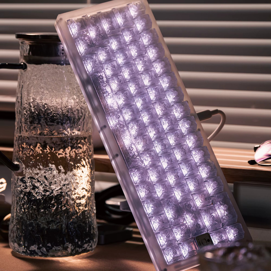 Seitlich bedruckte Tastenkappen im Cherry-Profil mit Kohlefaser-Textur für mechanische MX-Tastaturen, Schwarz-Weiß Transparent, PC-Material - Bild 1