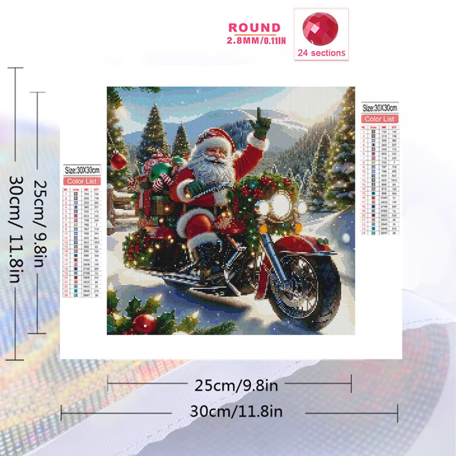 Evershine Diamantstickerei DIY Set Santa Claus auf Motorrad als Mosaik-Bild in Multicolour, B/B/T: 20 x 20 x 20 cm - Bild 2