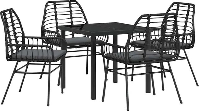 vidaXL Garten Essgruppe 5-teilig aus Poly-Rattan und Glas in Schwarz - Bild 1