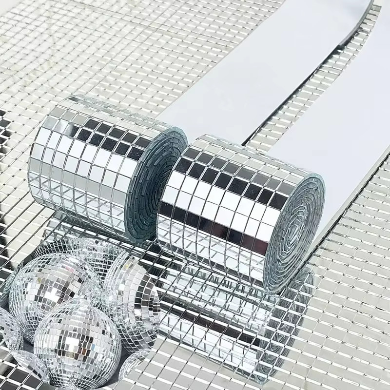 Leeseph Selbstklebende Mosaikfliesen in Silber, Quadratische Spiegelmosaikfliesen aus Glas für deine DIY-Kunstcollage und Innendekoration - Bild 3