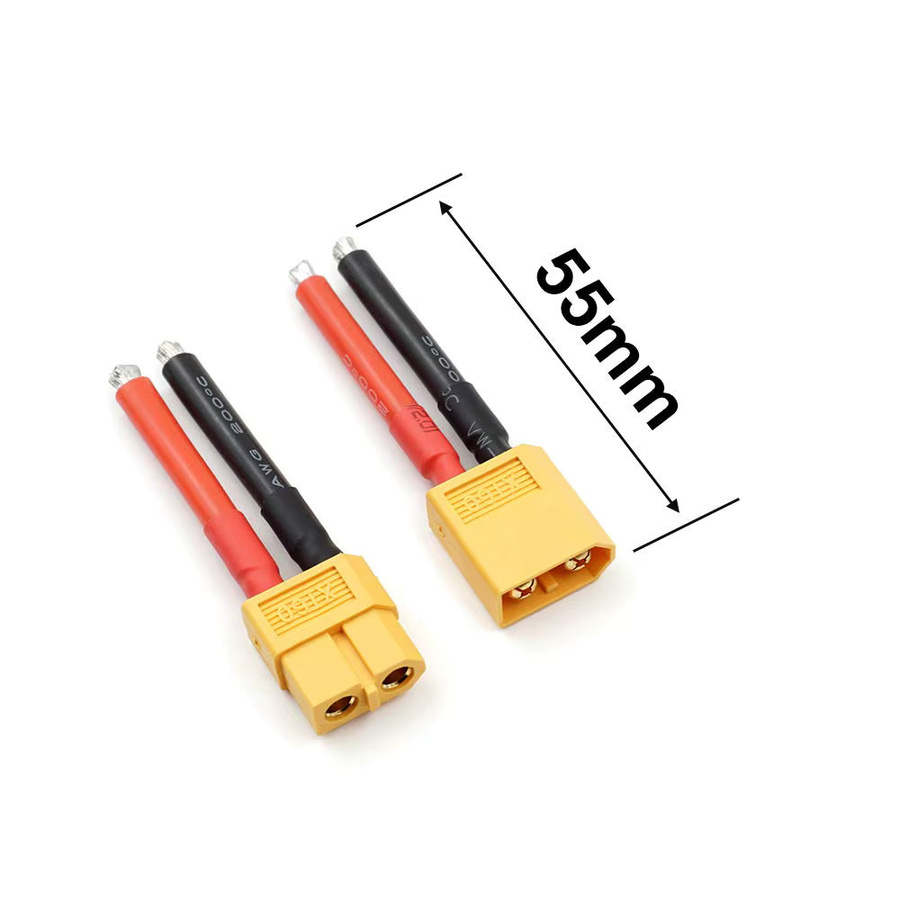 AOKIN XT60-Stecker Set mit 12 AWG Silikondraht für RC Lipo-Batteriekabel und Drohnen, 5 Paar (weiblich und männlich) - Bild 2