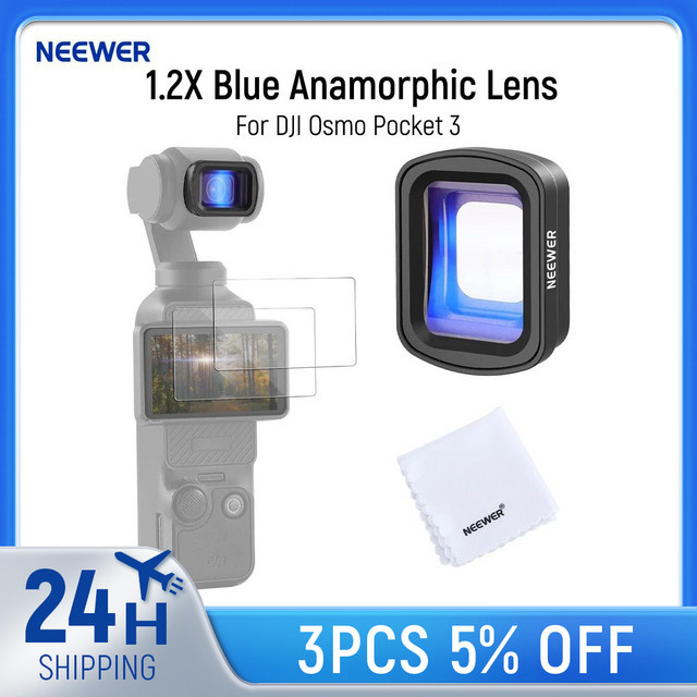 NEEWER 1,2x Anamorphische Linse in Blau für DJI Osmo Pocket 3 mit magnetischem HD-Objektiv aus optischem Glas - Bild 1