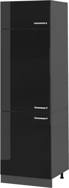 Vicco R-Line Kühlumbauschrank Hochschrank für die Küche Schwarz Hochglanz Anthrazit B/T/H: 60 x 55,93 x 207 cm - Bild 1