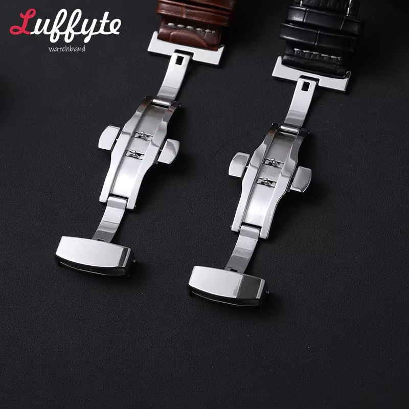 luffyte Uhrenarmband Leder, Bambusmuster, Edelstahl, Silber, Unisex - Bild 2