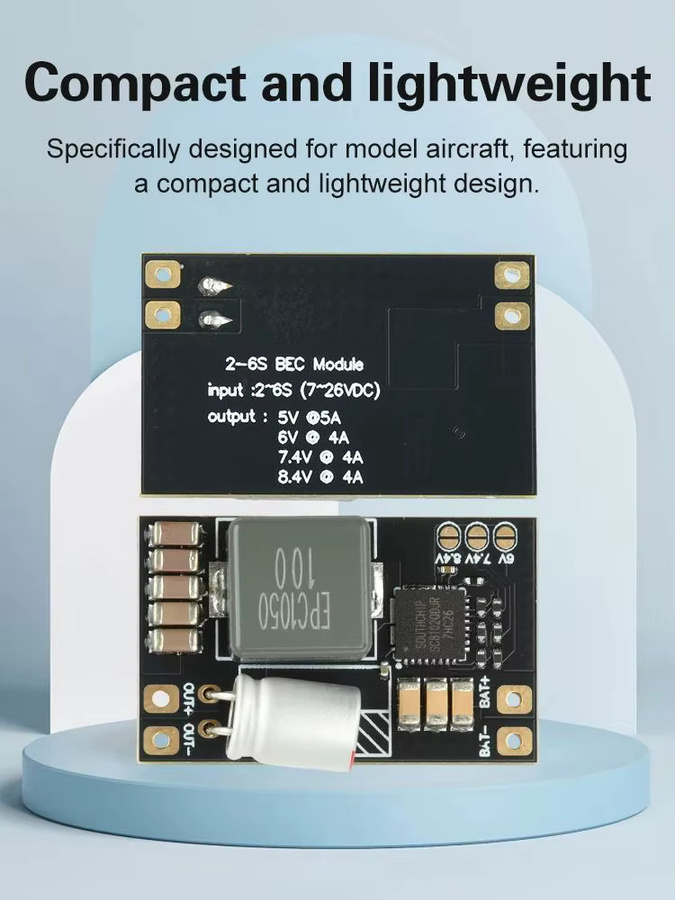 diymore 5A Mini DC-DC BEC Step Down Modul 2-6S 5V für RC FPV Flugzeuge in Schwarz - Bild 6