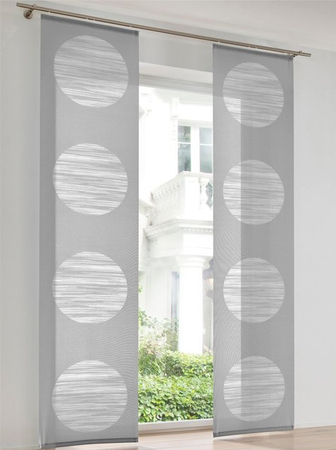 Schiebevorhang Heine Home in Grau mit Kreis-Dessin aus 100% Polyester, Breite: 175 cm, Höhe: 60 cm - Bild 1