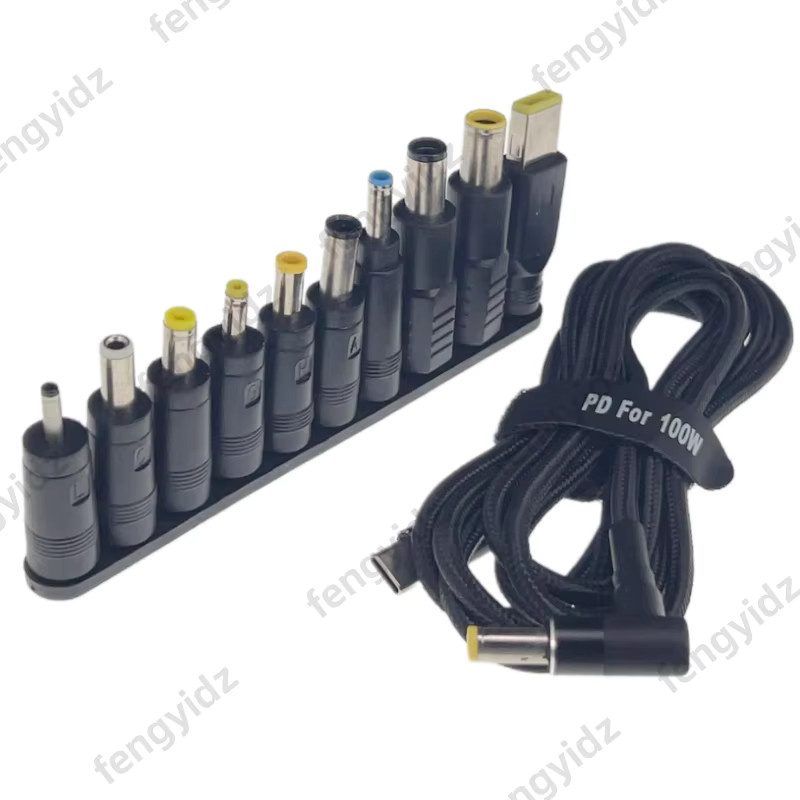 Fengyidz USB Typ C auf universelles Laptop-Netzteil-Ladekabel, 100 W, Schwarz - Bild 2
