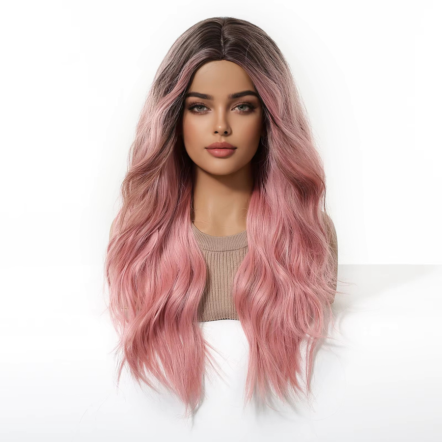 EASIHAIR Synthetische Perücke, rosa gewellt, lang, Damen - Bild 2