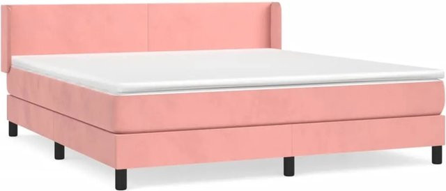 vidaXL Boxspringbett mit Matratze in Rosa aus Samt, Hybrid-Design mit Taschenfederkern, B/T: 160 x 200 cm - Bild 1