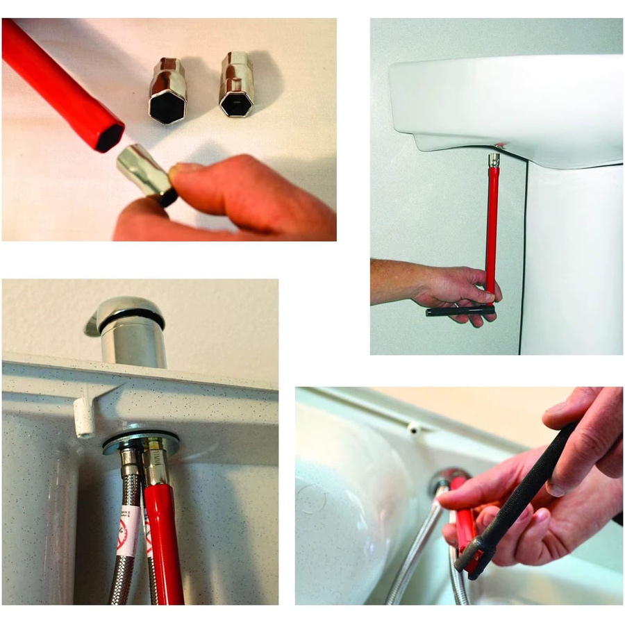 Homyl Steckschlüssel Set für Wasserhahn und Sanitärarbeiten, Rot, 8mm bis 13mm - Bild 2