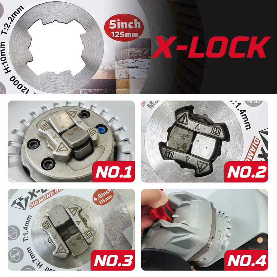 Casaverde Turbo Diamond Blade X Lock Trennscheibe Silber, Durchmesser: 125 mm, für Keramikfliesen, Schiefer und Granit - Bild 4