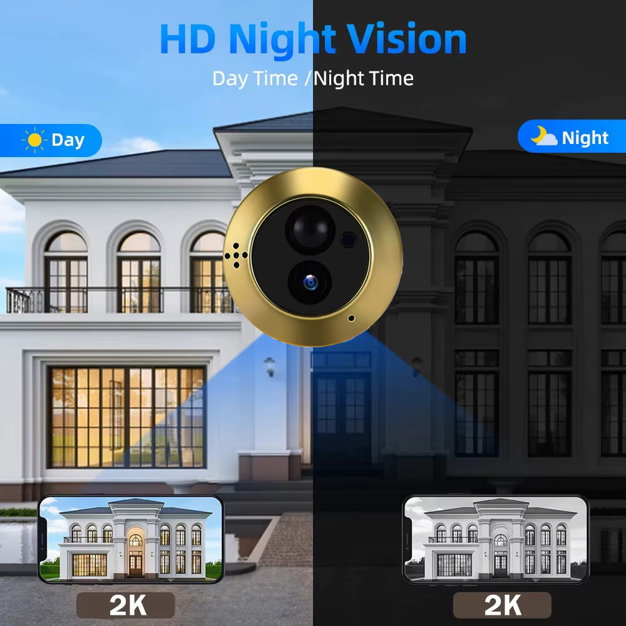 Tuya Smart Digitaler Türspion mit 3MP Kamera, 2,4G WLAN, Zwei-Wege-Audio und 140 Grad Weitwinkel in Gold - Bild 4