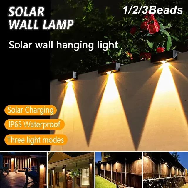 LINYILIGHT LED Solar Garten Wandlampe IP65 Wasserdicht für Außenbereiche wie Garten, Platz, Hof oder Balkon - Bild 1