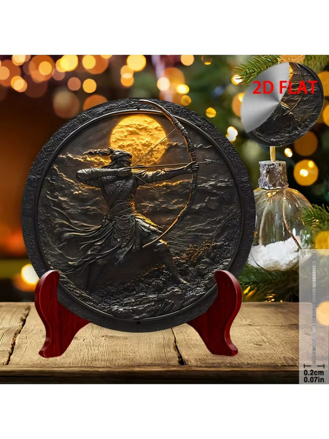 HELLOYOUNG Archer Aluminiumschild Rund in Schwarz als Vintage Metall-Wandkunst - Bild 5