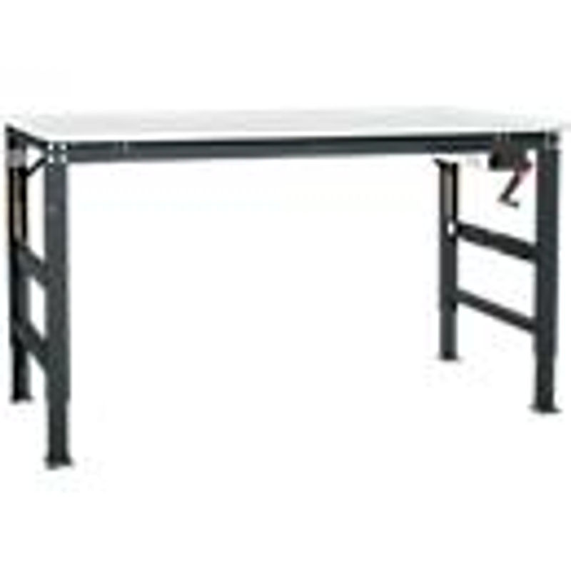 Manuflex Arbeitstisch Ergo K mit Kurbel, höhenverstellbar, anthrazit, B: 150 cm, T: 80 cm, H: 45 cm bis 75 cm - Bild 3