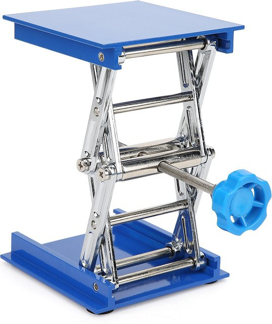 Blauer galvanisierter Aluminium-Scherenheber für Laboranwendungen B: 100 mm, T: 100 mm - Bild 1