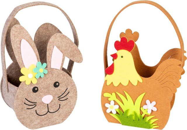 2er-Set Filz-Geschenktüten Ostern von viva domo in Grau, Braun und Multicolour - Bild 1