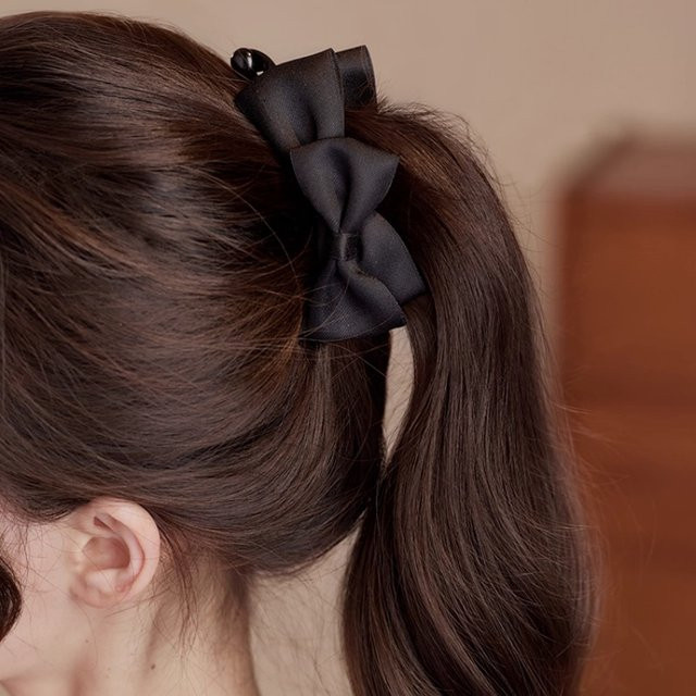 SWINATE Haar Clips, Satin Bögen, Schwarz Braun, Damen - Bild 1