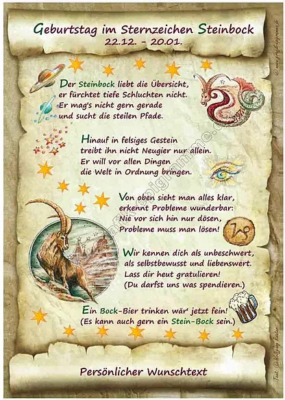 Geburtstagsurkunde Sternzeichen Steinbock von tantum graphic in Mehrfarbig - Bild 1