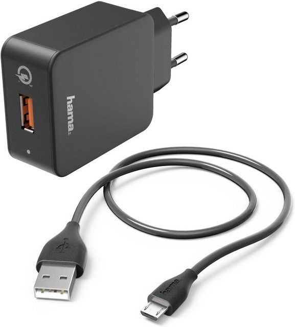 Hama Ladeset mit QC 3.0 Ladegerät und 1,5 m Micro-USB-Kabel in Schwarz - Bild 1