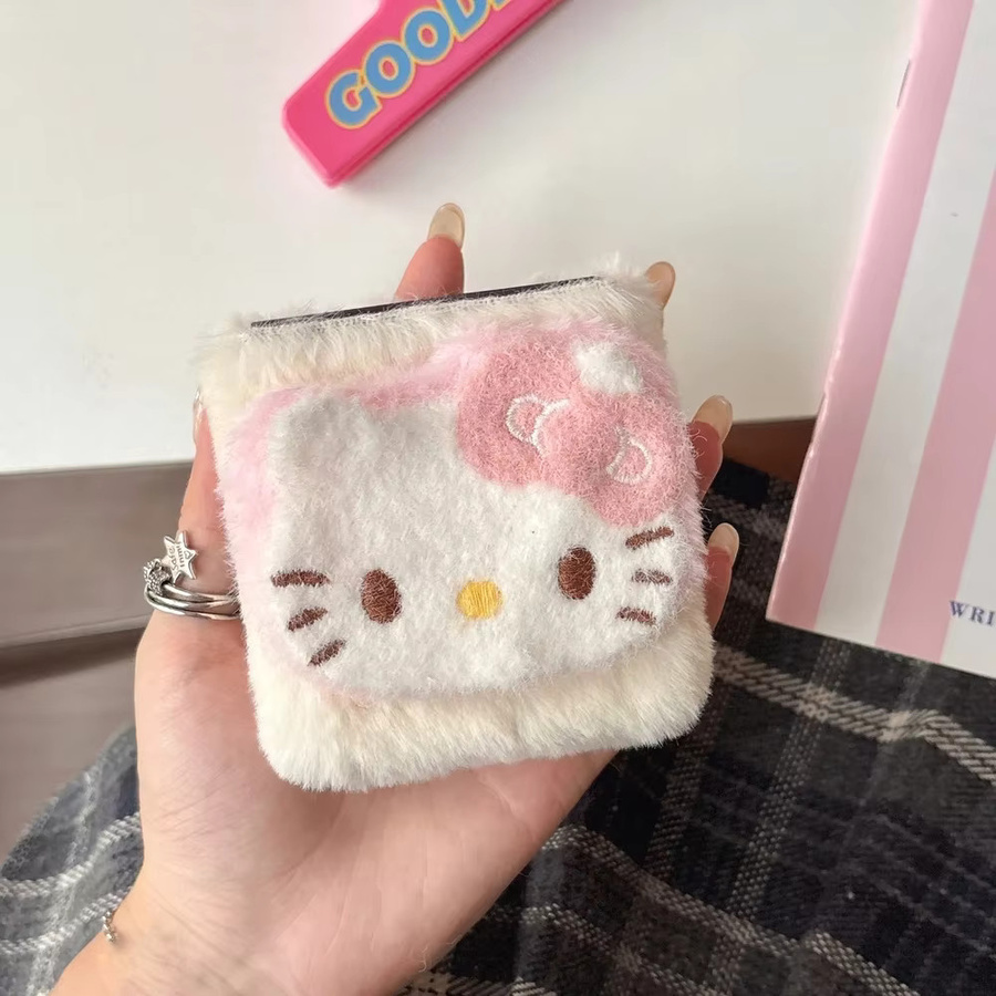 Niedliche Hello Kitty Handyhülle aus warmem Plüsch für Samsung Galaxy Z Flip 7, 6, 5, 4, 3 - Bild 4