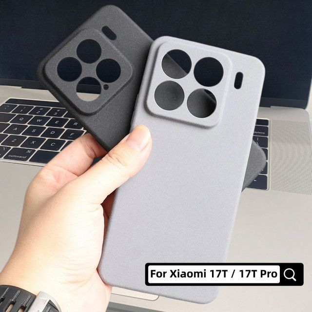 Stoßfeste Silikon-Handyhülle mit Sand-Struktur für Xiaomi 14T 13T Pro Ultra und 17 Pro Max in Schwarz und Grau - Bild 1