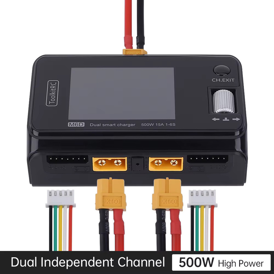 ToolkitRC M6D Smart Charger Discharger Dual-Channel Mini Ladegerät mit Netzteil für 1-6S Lipo-Akku in Schwarz - Bild 2