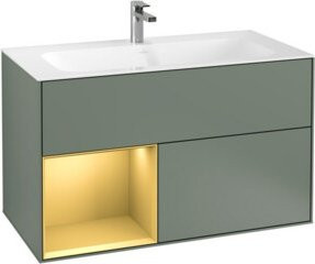 V&B Finion Waschtischunterschrank mit Wandbeleuchtung, Farbe: geölt lackiert, Breite: 99,6 cm, Höhe: 49,8 cm - Bild 1