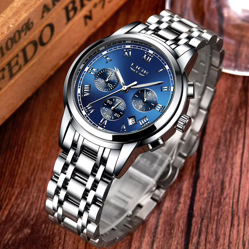 LIGE Chronograph, Quarz, Edelstahl, Blau, Herren - Bild 2