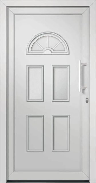 vidaXL Haustür Weiß mit Glaseinsatz Rechtsanschlag B: 110 cm, H: 210 cm - Bild 1