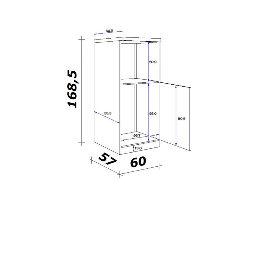 Flex-Well Exclusiv Kühlumbauschrank Morena Basaltgrau matt B/H/T: 60 x 168,5 x 60 cm - Bild 3