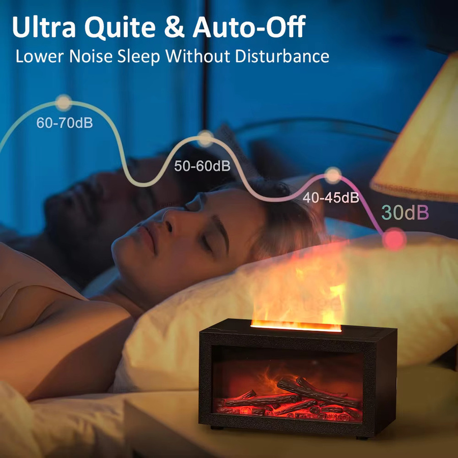 Cooskr Aroma Diffusor Mini Kamin mit LED Nachtlicht und Flammen-Effekt in Schwarz - Bild 3