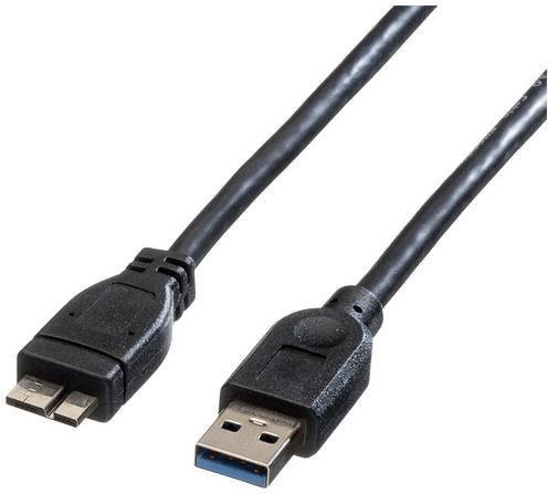 Roline USB 3.2 Gen1 Kabel mit USB-A und USB-Micro-B 3.0 Stecker Schwarz 0,15 m Geschirmt - Bild 1
