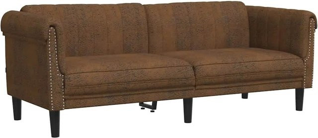 vidaXL 3-Sitzer Sofa in Braun mit Kunstleder in Wildleder-Optik, B: 203 cm, H: 77 cm, T: 74 cm - Bild 1
