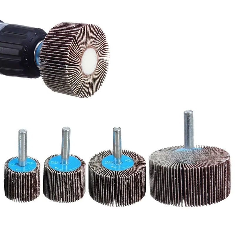 4-teiliges Schleifklappenrad-Set mit 80er Körnung und 6mm Dorn für Drehwerkzeuge, Farbe: Braun - Bild 7
