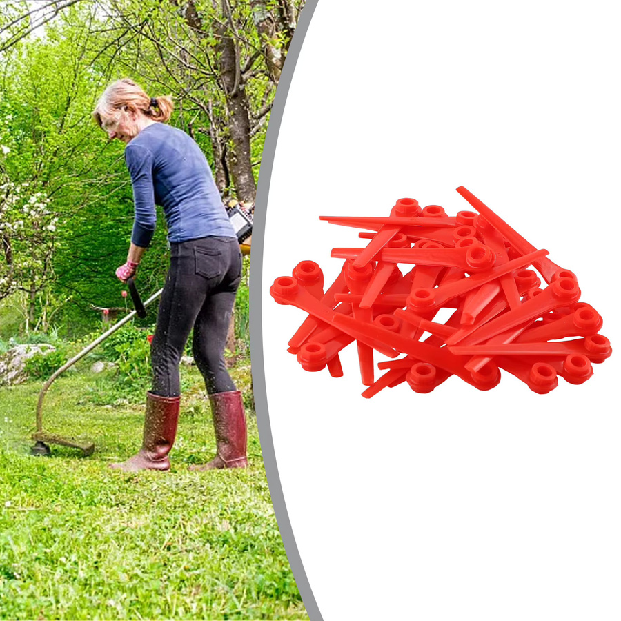 100 Stück Ersatzmesser aus Kunststoff für EasyCut Li-18/23R Rasentrimmer von VIBRATITE in Rot - Bild 2