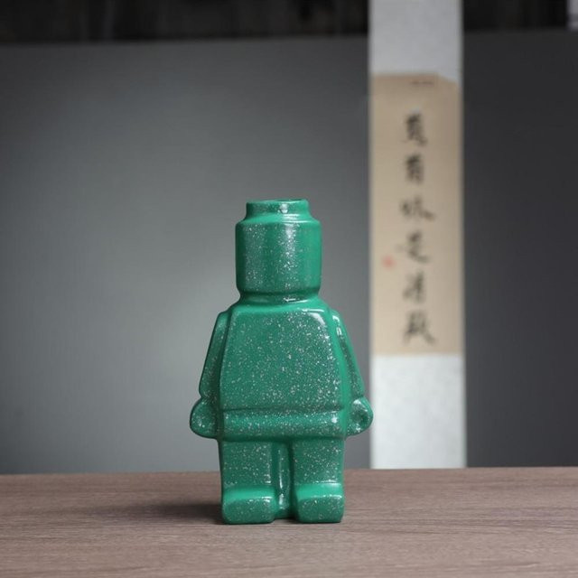 CDhekuo Roboter Kreative Vase im nordischen Stil, Schreibtischdekoration Ornament in Grün - Bild 1