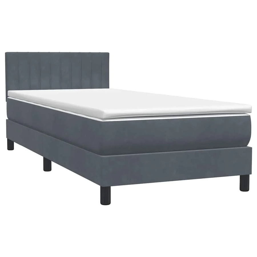vidaXL Boxspringbett mit Matratze Dunkelgrau aus Samt, B/T/H: 80 x 210 cm - Bild 2