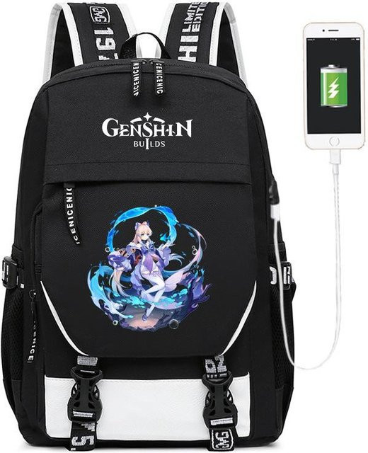 3-teiliges Schulrucksack-Set in Schwarz aus Oxford-Stoff mit Schultasche, Schultergurt und Federmäppchen - Bild 1