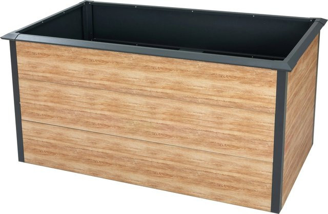 Westmann Metall-Hochbeet Primus-Multi L aus verzinktem Stahl in Holzoptik und Anthrazit mit Schneckenschutz, B/T/H: 150 x 75 x 77 cm - Bild 1