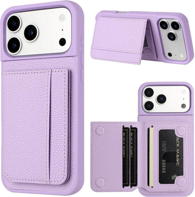 Magnetische Leder Geldbörse Handyhülle mit Kartensteckplatz und Ständer für Apple iPhone 16 Pro Max, 15, 14, 13, 12, 11 in Weiß - Bild 1