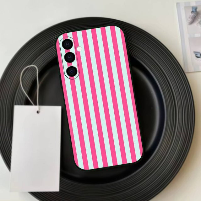 Silikon Handyhülle mit gestreiftem Color-Blocking Kunstmuster für Samsung Galaxy A73, A72, A71, A70, A53, A52, A51 und A21s in Pink - Bild 1