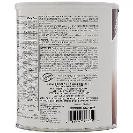 Nature's Plus Spiru-Tein Junior Getränkepulver Schokolade 450 g - Bild 2