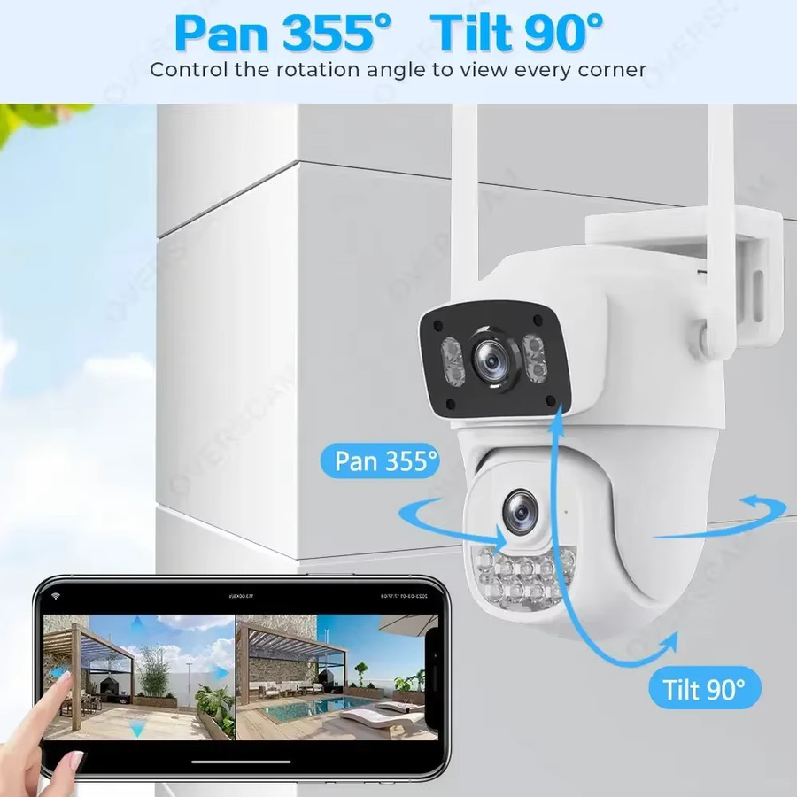Hieasy PTZ Outdoor Überwachungskamera mit Dual Objektiv und Dual Screen, 10MP WiFi Sicherheitstyp mit Auto Tracking, Farbe: Weiß - Bild 2
