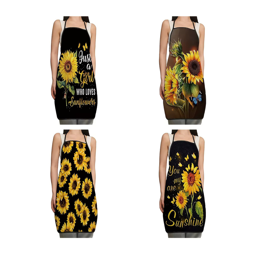 ZZN Küchenschürze aus Polyester mit Sonnenblumen-Aufdruck, B/H/T: 50 x 75 x 50 cm - Bild 2