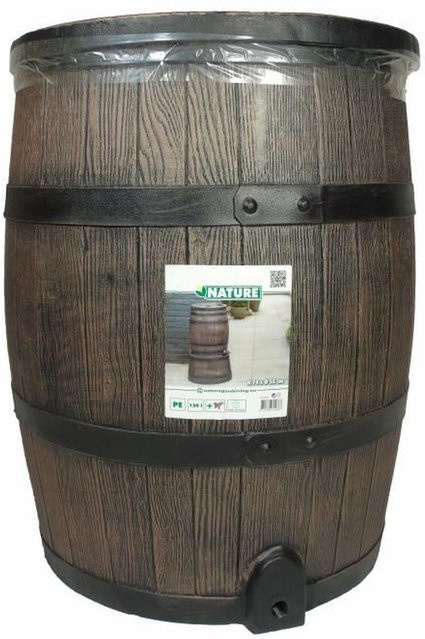 NATURE Regentonne Regenwassersammler in Holzoptik, Braun, Fassungsvermögen: 120 l, B: 50,5 cm, H: 66 cm - Bild 1