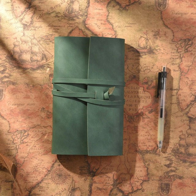 XYNN Retro-Reisetagebuch mit Hardcover und austauschbaren Einsätzen, grün, horizontal - Bild 1