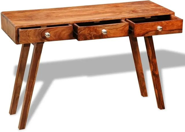 vidaXL Konsolentisch aus Palisander-Massivholz mit 3 Schubladen in Braun mit Retro-Optik, B/T/H: 116 x 42 x 76 cm - Bild 1