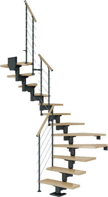 Dolle Mittelholmtreppe Cork Ahorn Anthrazit 1/2 Gewendelt Breite: 315 cm, Tiefe: 75 cm - Bild 1